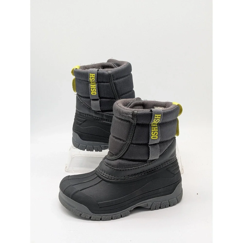 OshKosh B'gosh Kids Snow Boots Size 9M Black Gray Winter Fleece Lined